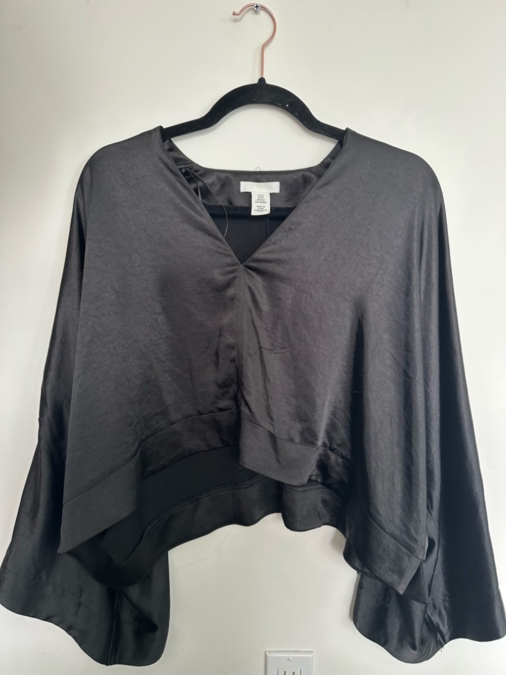 H&M Black Satin V-Neck Blouse